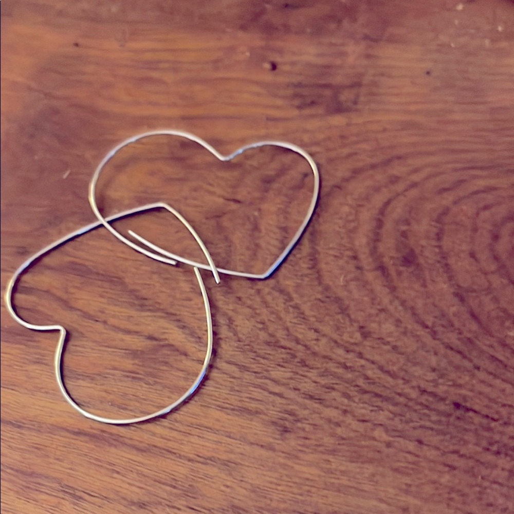 14K white gold Heart Hoop Earrings